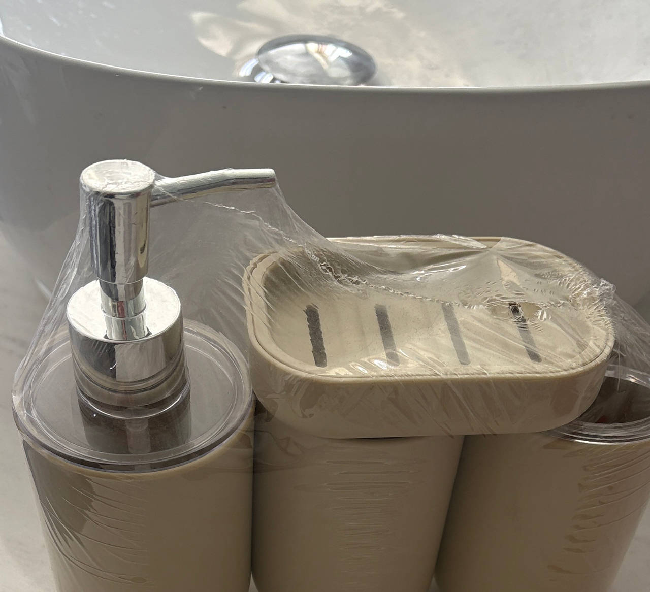 4-Piece Plastic Bathroom Accessory Set