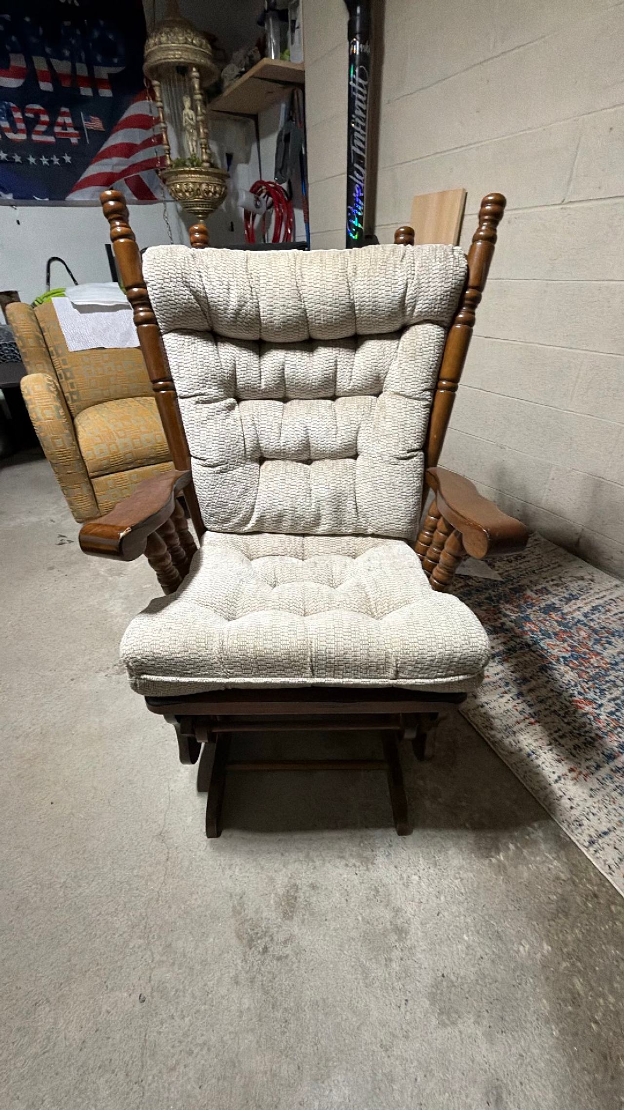 Traditional Wooden Rocking Chair with Cushions