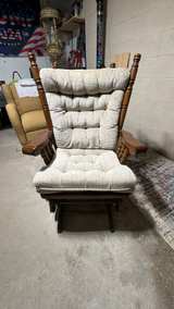 Traditional Wooden Rocking Chair with Cushions - Image 1