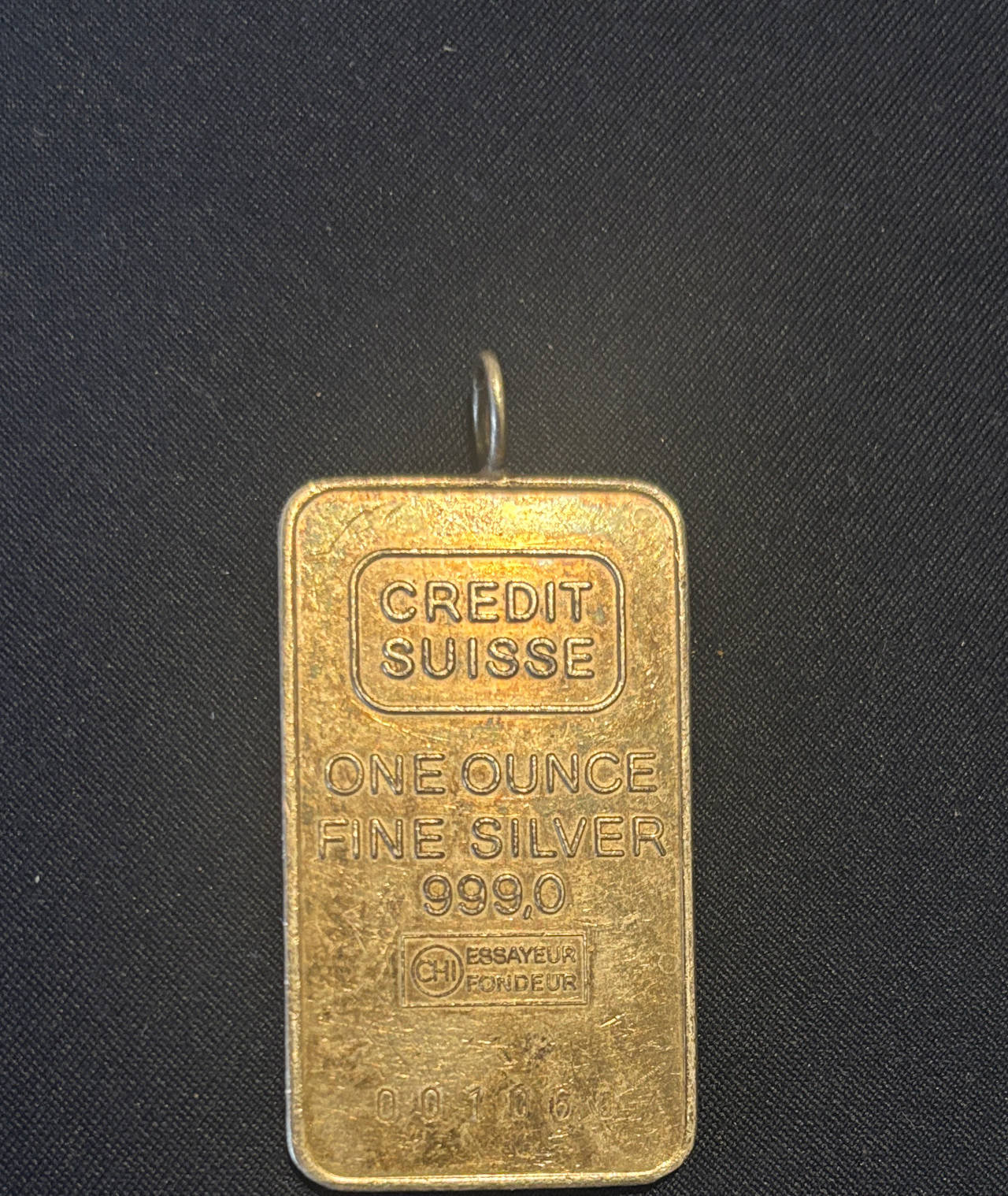 Credit Suisse 1 oz Fine Silver Bar Pendant