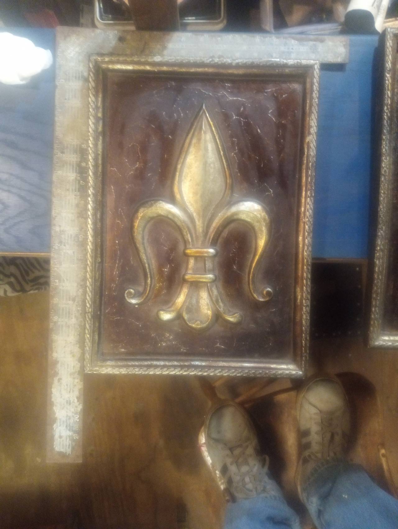 Fleur De Lis Framed Wall Art Plaque