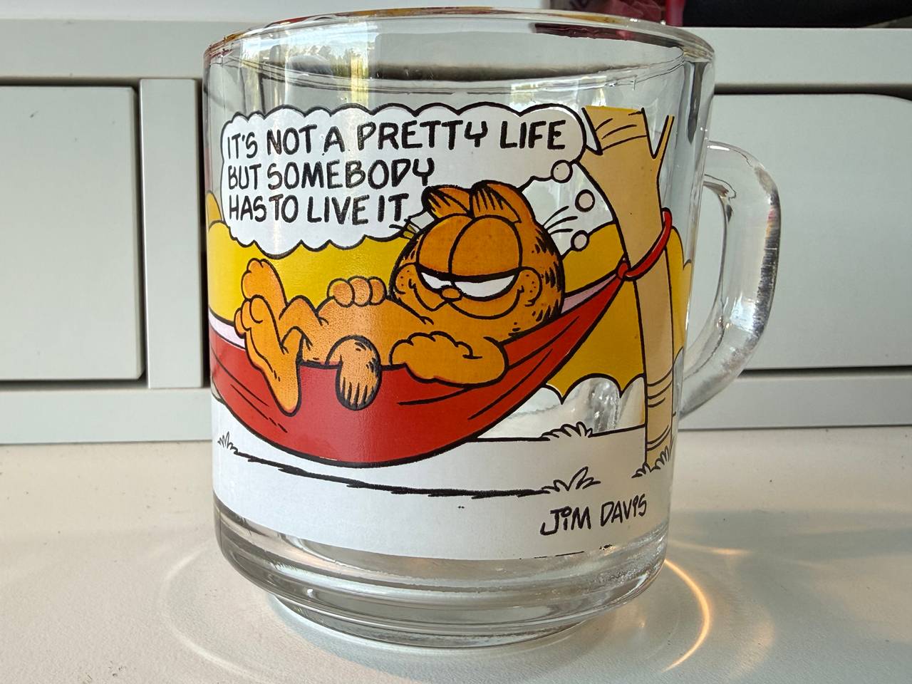 Vintage McDonald's Garfield Glass Mug - Hammock