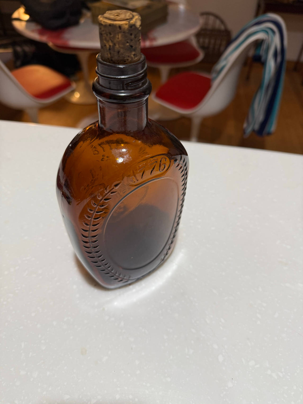 Log Cabin Bicentennial 1776-1976 Amber Glass Bottle
