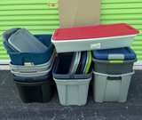 16 Assorted Plastic Storage Bins and Totes Lot - Image 4
