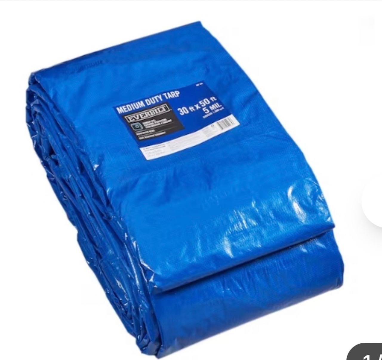 Everbilt 30 ft. x 50 ft. Blue Medium Duty Tarp