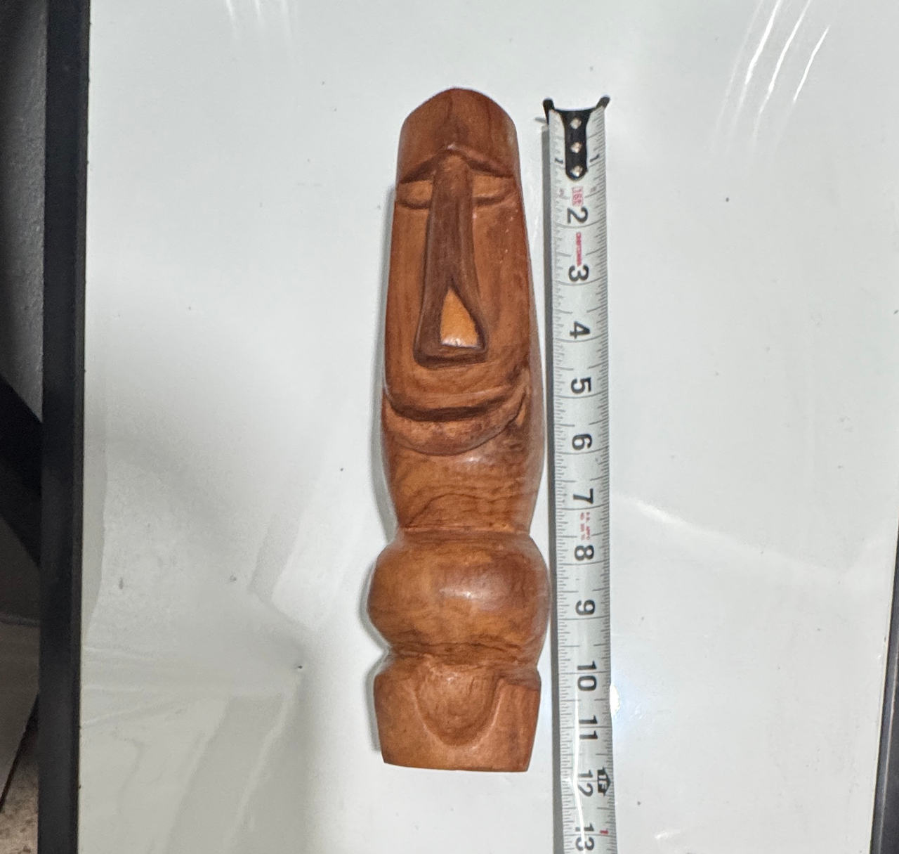 Hand-Carved Wooden Tiki Statue Moai Style