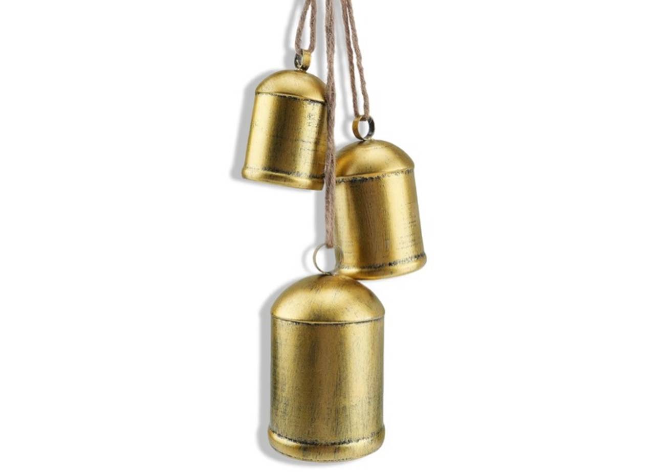 Christmas Bells for Decoration,Vintage Iron Bells with Jute Rope for Hanging