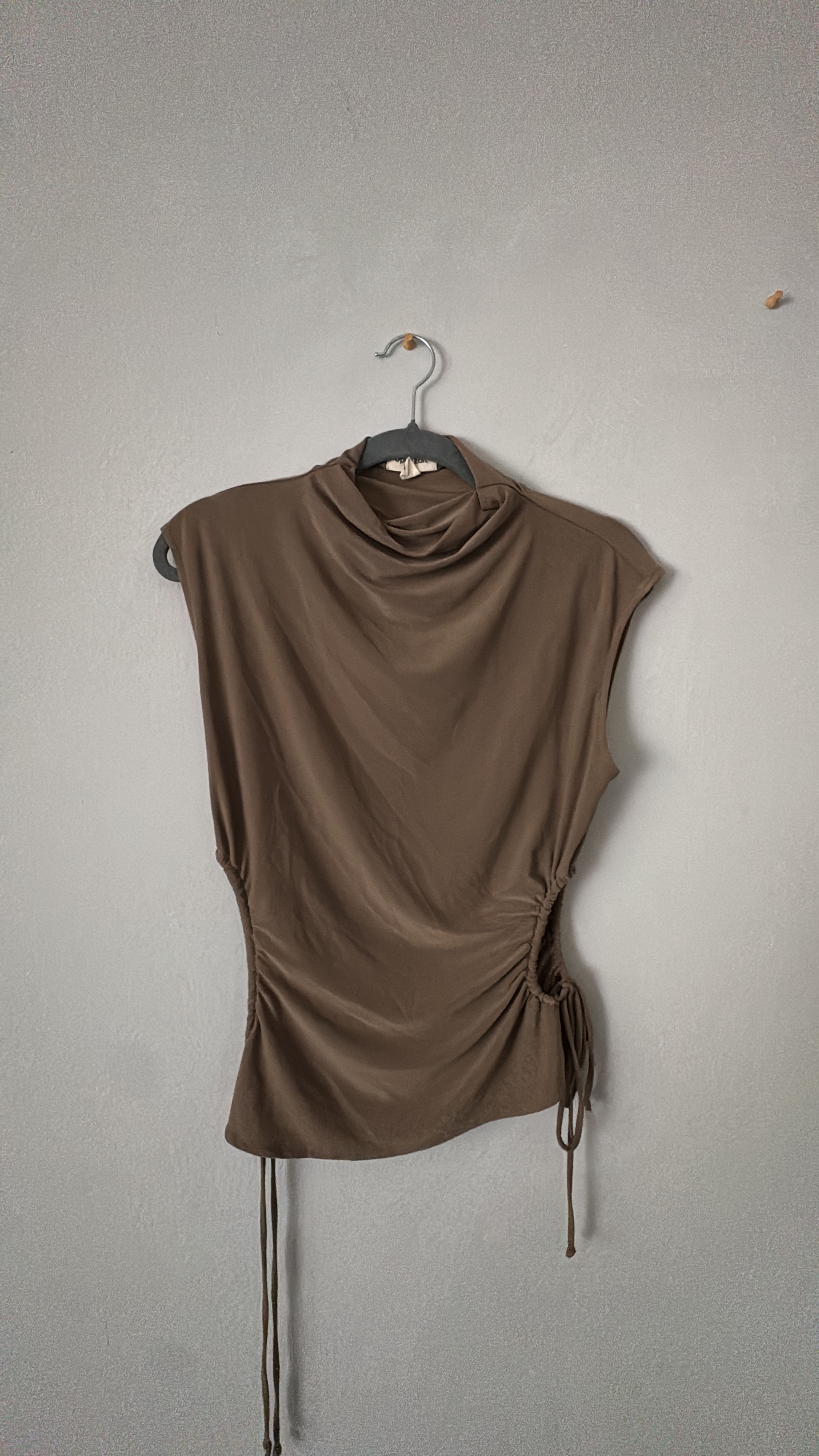 Ruched Side Cowl Neck Top