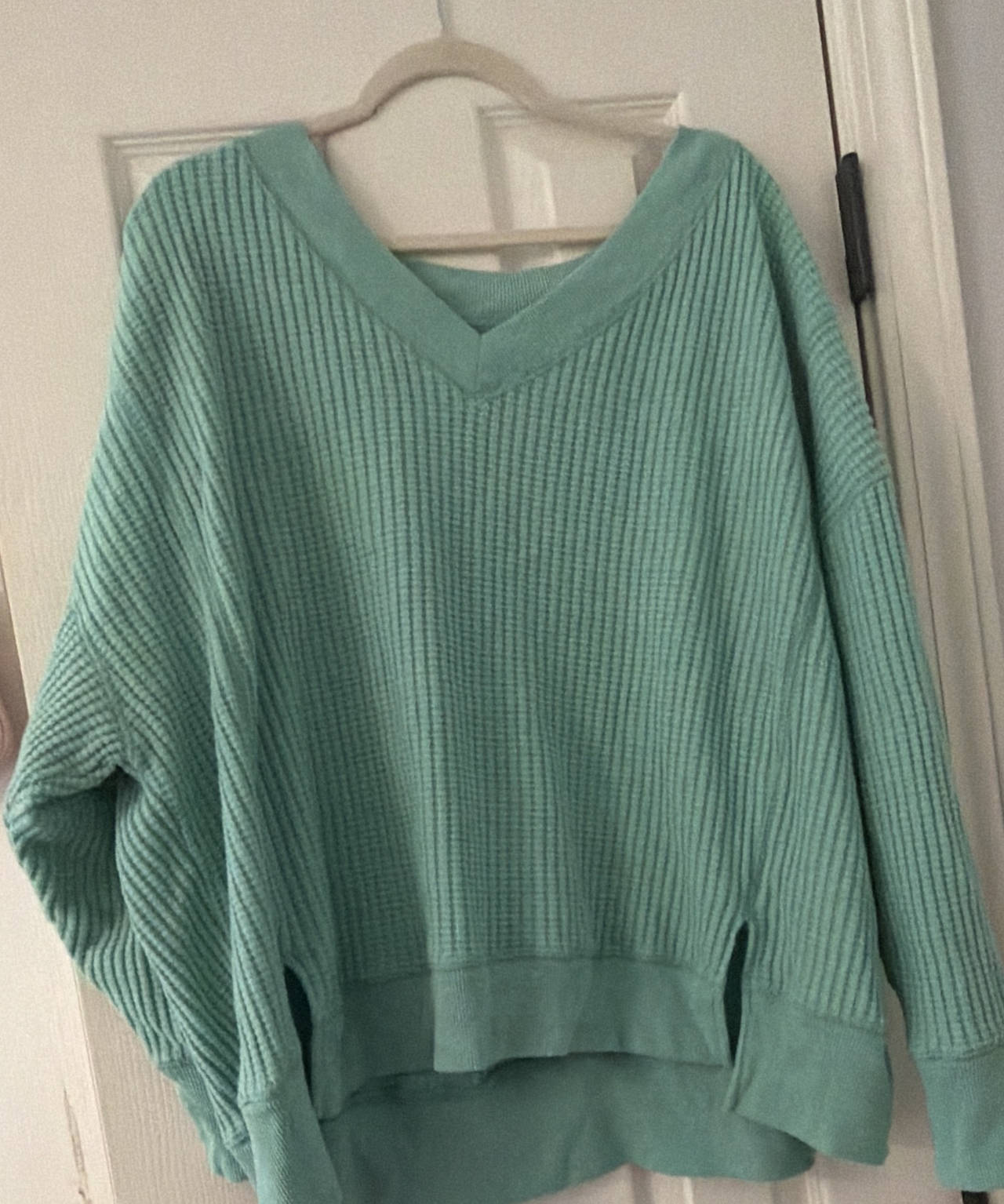Aerie Waffle V-Neck Oversized Sweater
