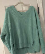 Aerie Waffle V-Neck Oversized Sweater - Image 1