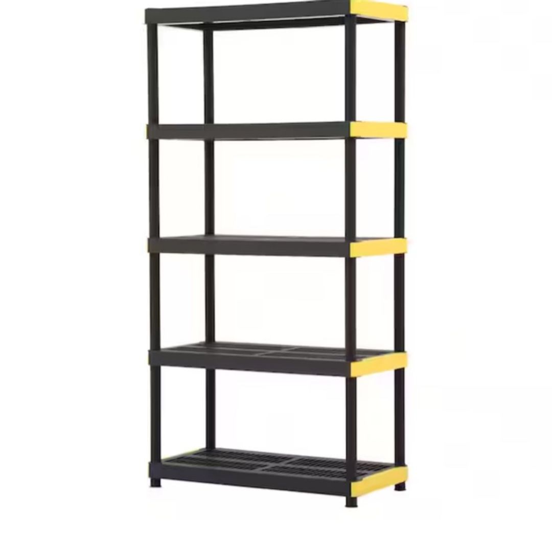 HDX 5-Tier Heavy-Duty Plastic Garage Shelving Unit Black