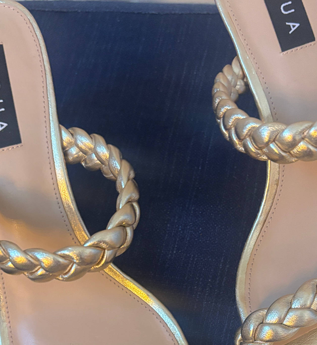 AQUA Gold Braided Strap Sandals
