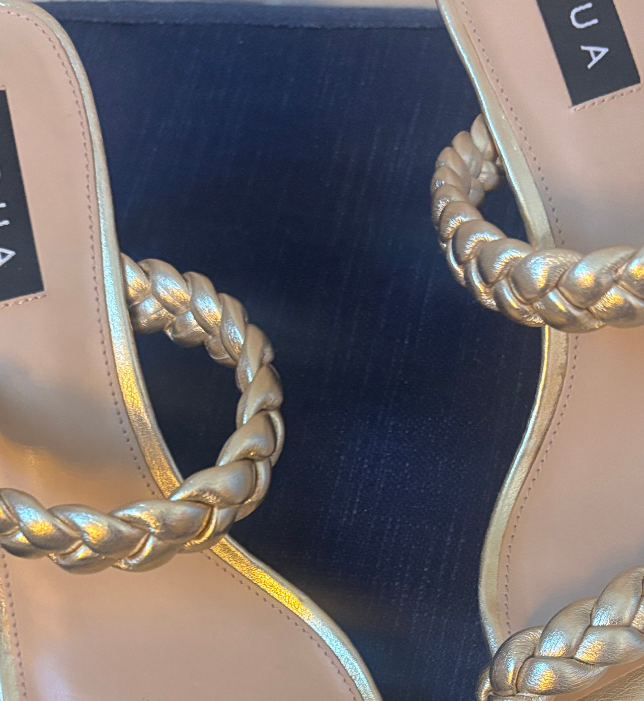 AQUA Gold Braided Strap Sandals