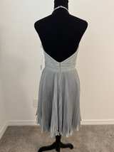 JVN by Jovani Silver Glitter Pleated Cocktail Dress - Image 3