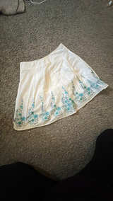AGB White Skirt with Blue and Green Floral Pattern, Size 12 - Image 2