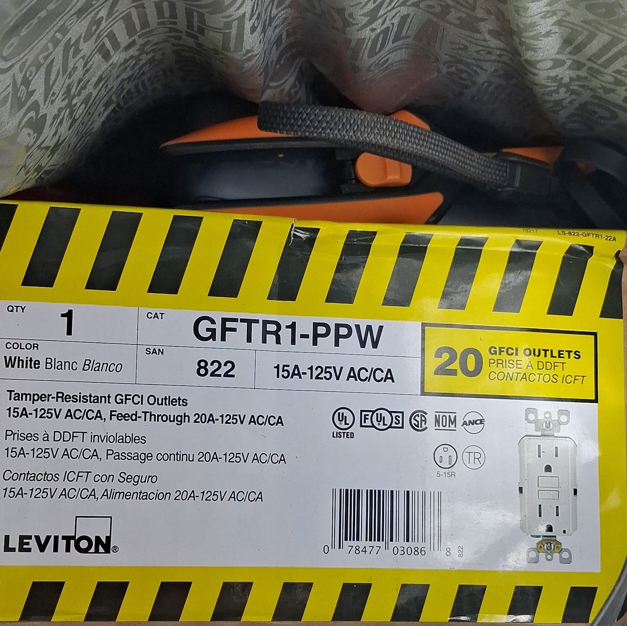 Leviton GFTR1-PPW 15 Amp Tamper-Resistant GFCI Outlets, 20-Pack
