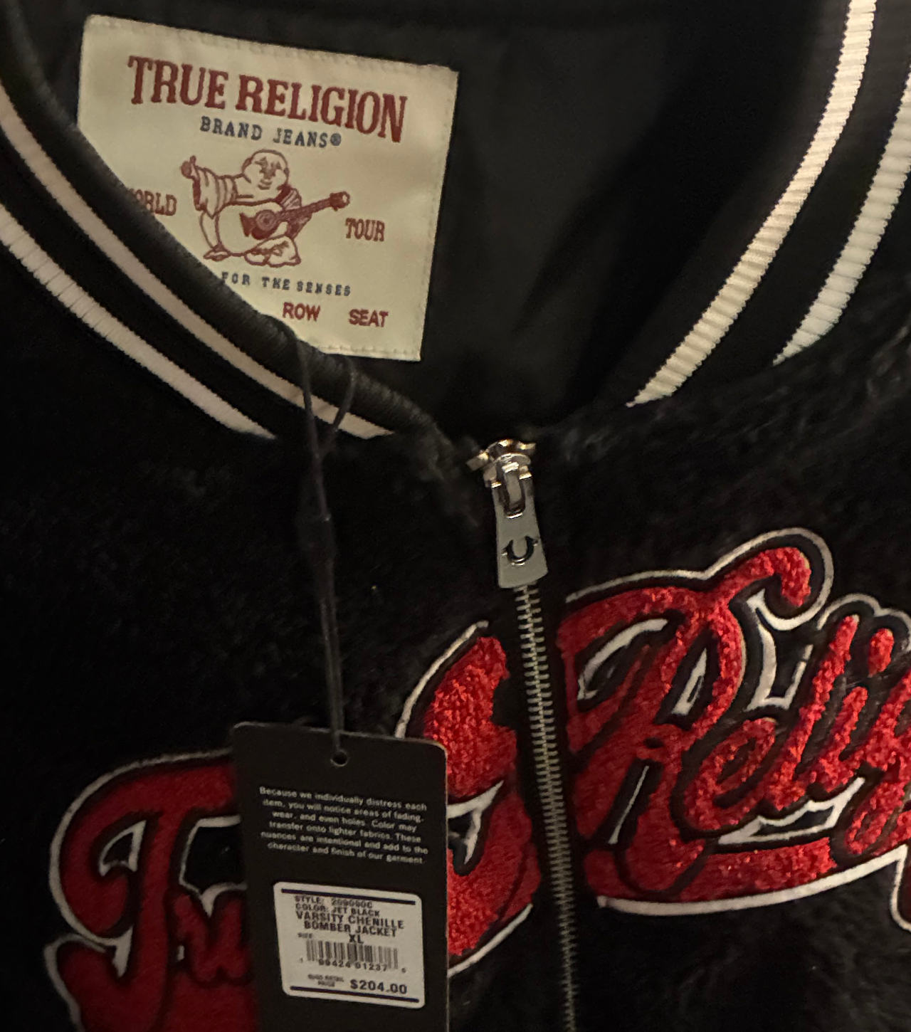 True Religion Varsity Chenille Bomber Jacket