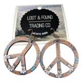 Lost & Found Trading Co. Floral Peace Sign Wooden Earrings - Image 2