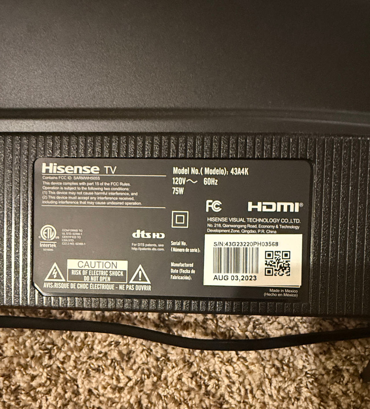 Hisense 43A4K 43-inch 4K UHD Smart TV