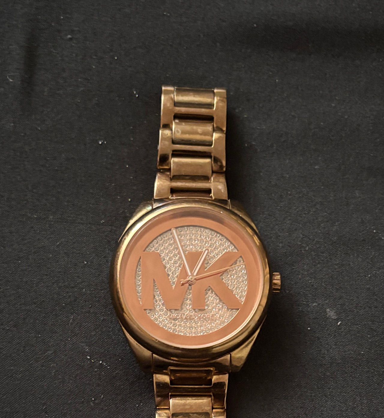 Michael Kors Runway Rose Gold-Tone Crystal Pave Dial Watch