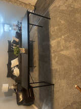 Rectangular Black Metal and Wood Desk - Image 1