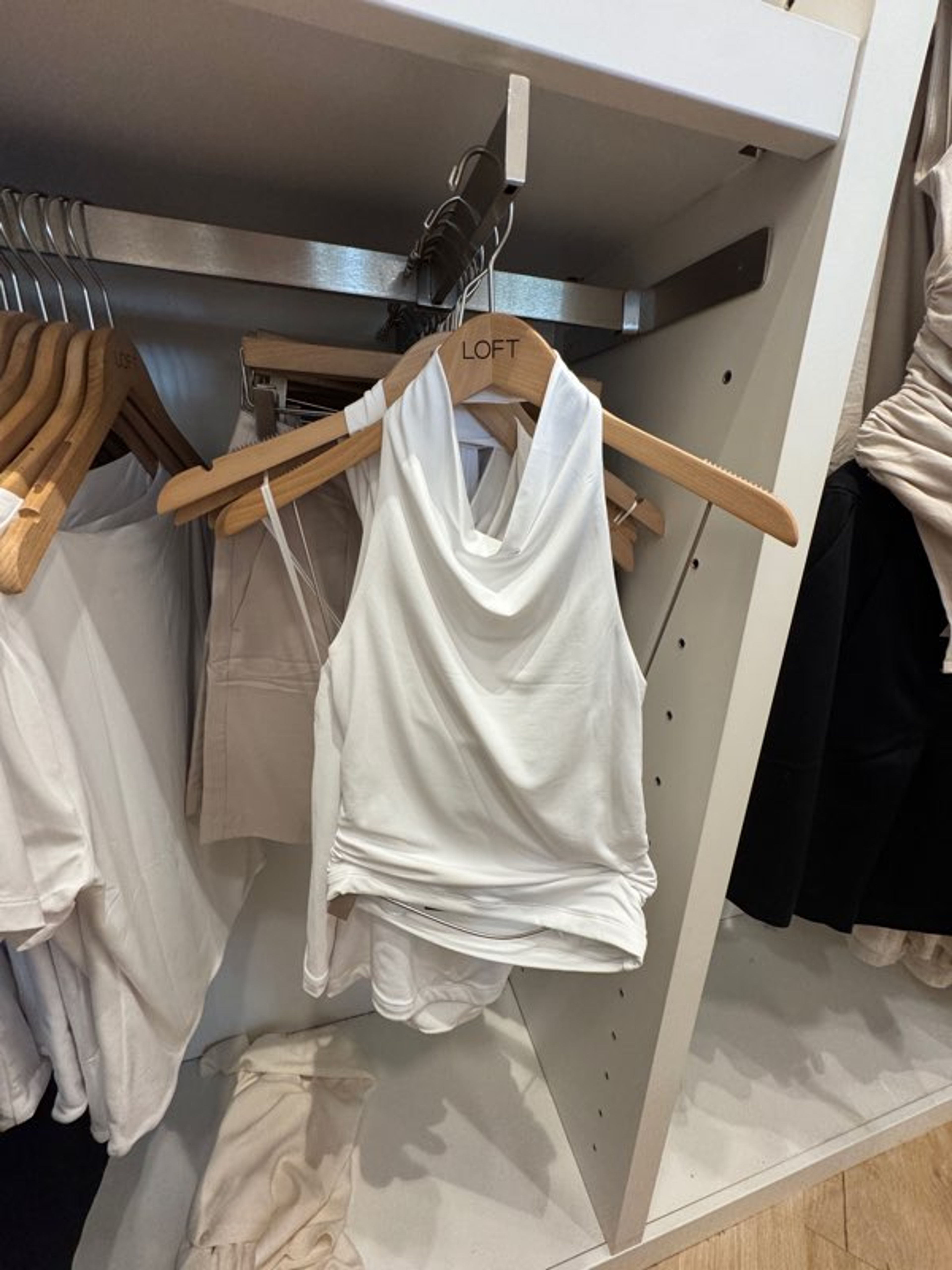 LOFT Women's White Cowl Neck Sleeveless Top