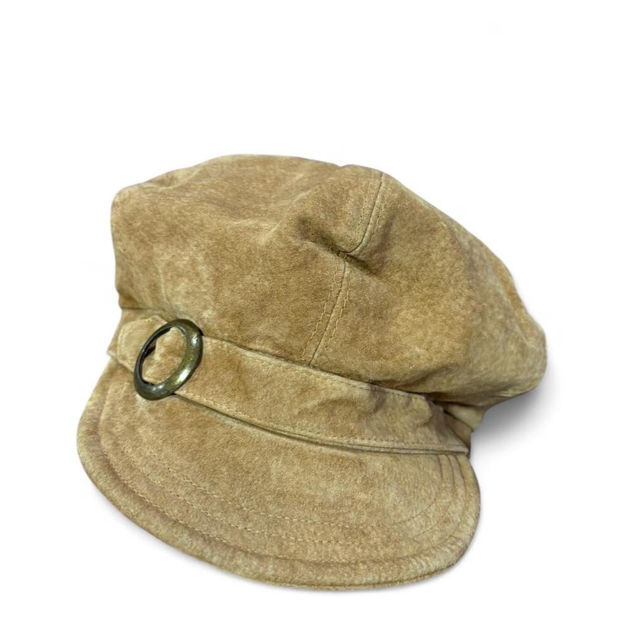 Suede Newsboy Cap with Ring Detail
