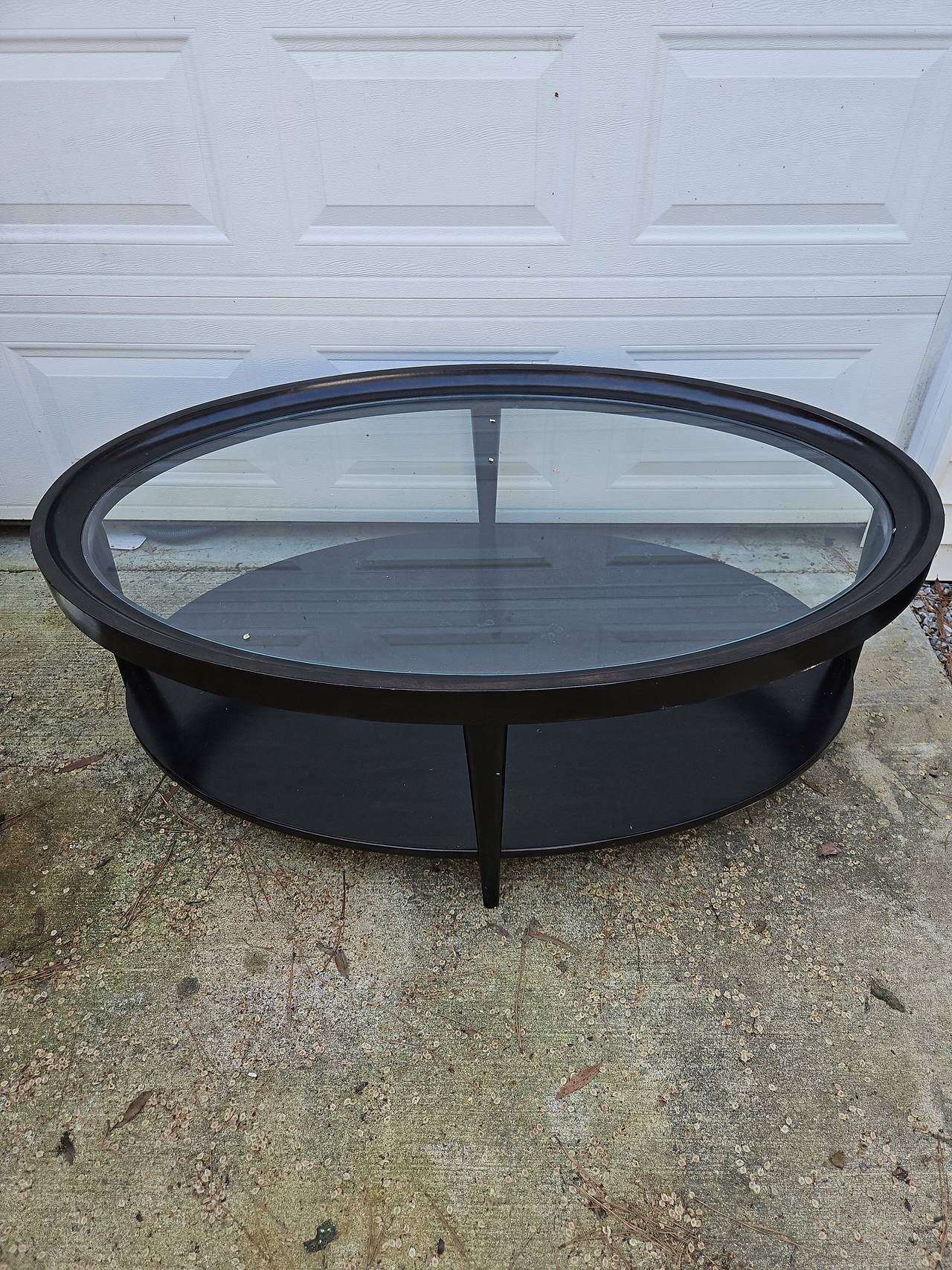 Oval Glass Top Coffee Table with Shelf