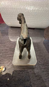 Antique Bronze Retriever Dog Statue on Black Marble Base - Image 2