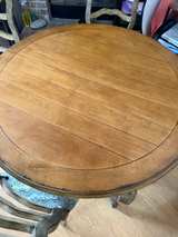 Vintage Round Wood Dining Table Set - Image 3
