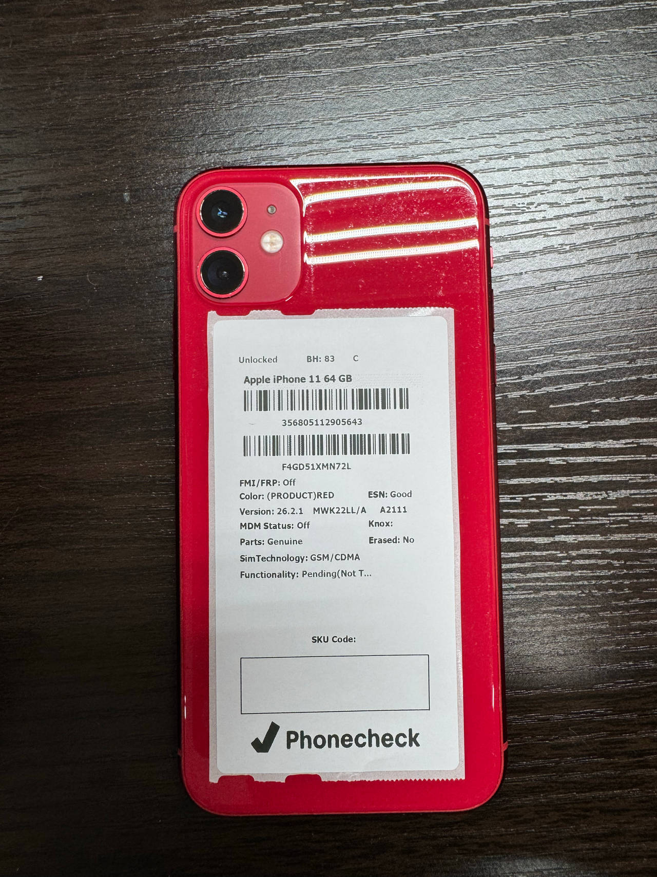 Apple iPhone 11 64GB (PRODUCT)RED Unlocked 83% Battery