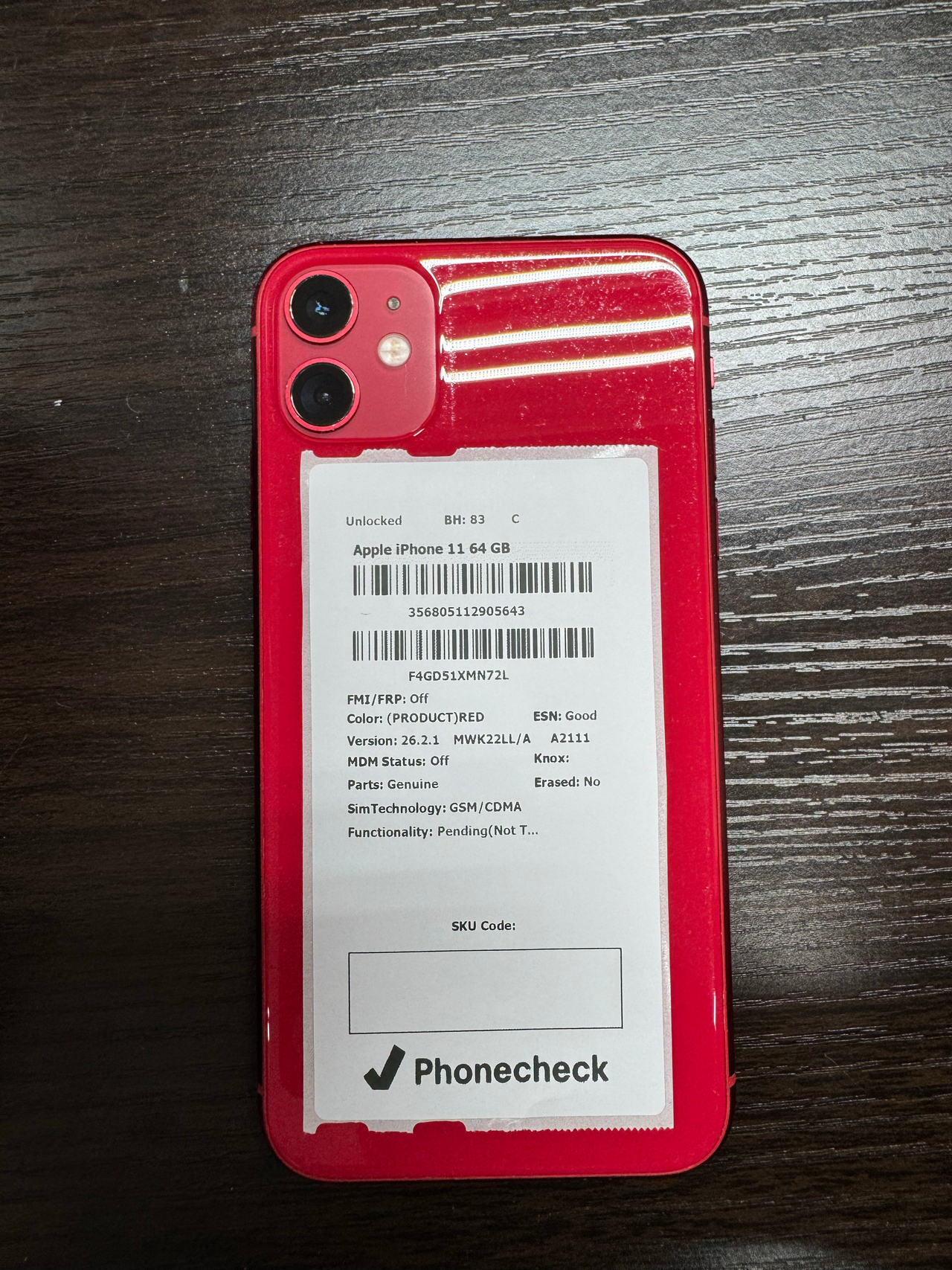Apple iPhone 11 64GB (PRODUCT)RED Unlocked 83% Battery