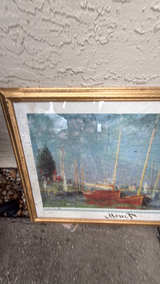 Claude Monet Red Boats at Argenteuil Framed Canvas Art Print - Image 2