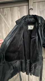 Wilda Genuine Leather Hooded Trench Coat With removable liner Size Medium M - Image 5