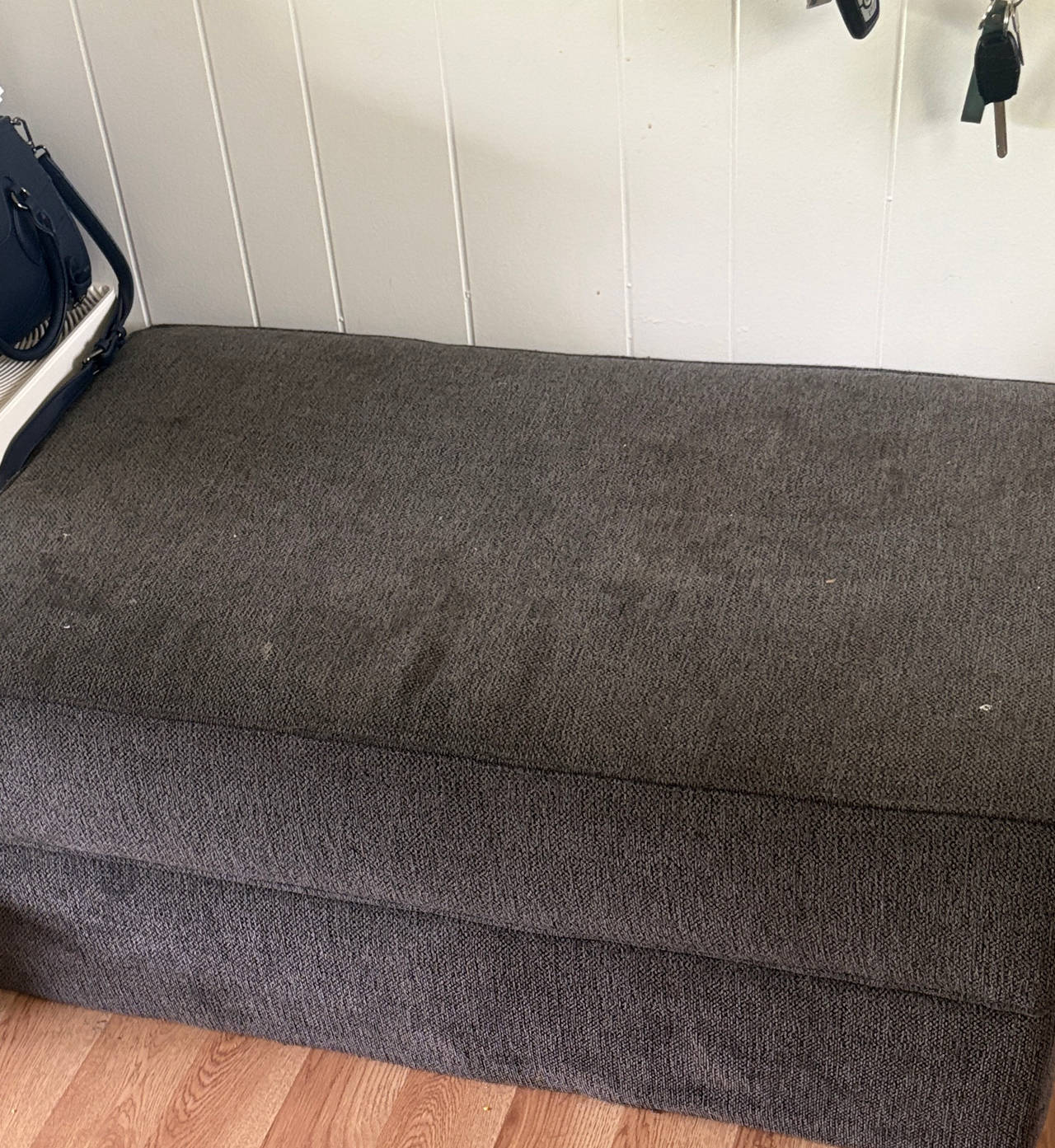 Dark Gray Fabric Ottoman
