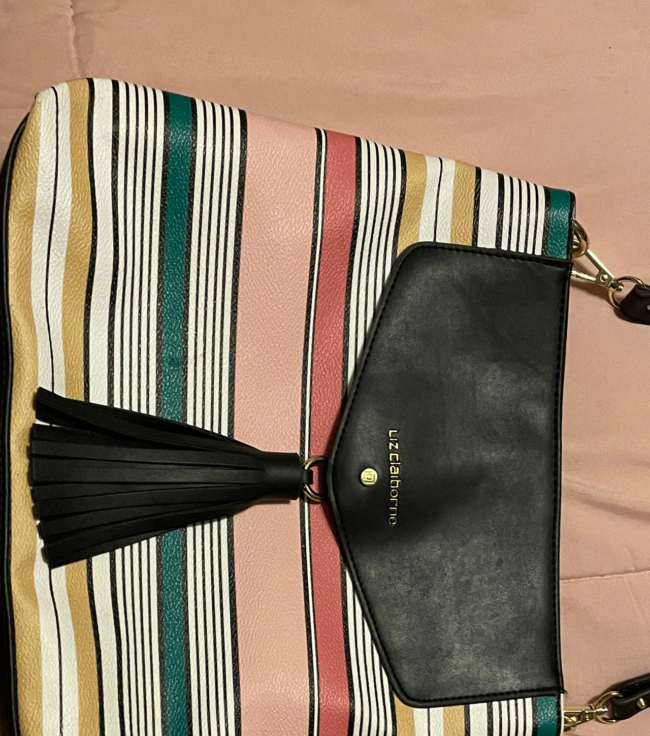 Liz Claiborne Striped Tassel Shoulder Bag