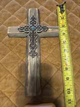 Comfy Hour Brown and Silver Wood Wall Cross - Image 2
