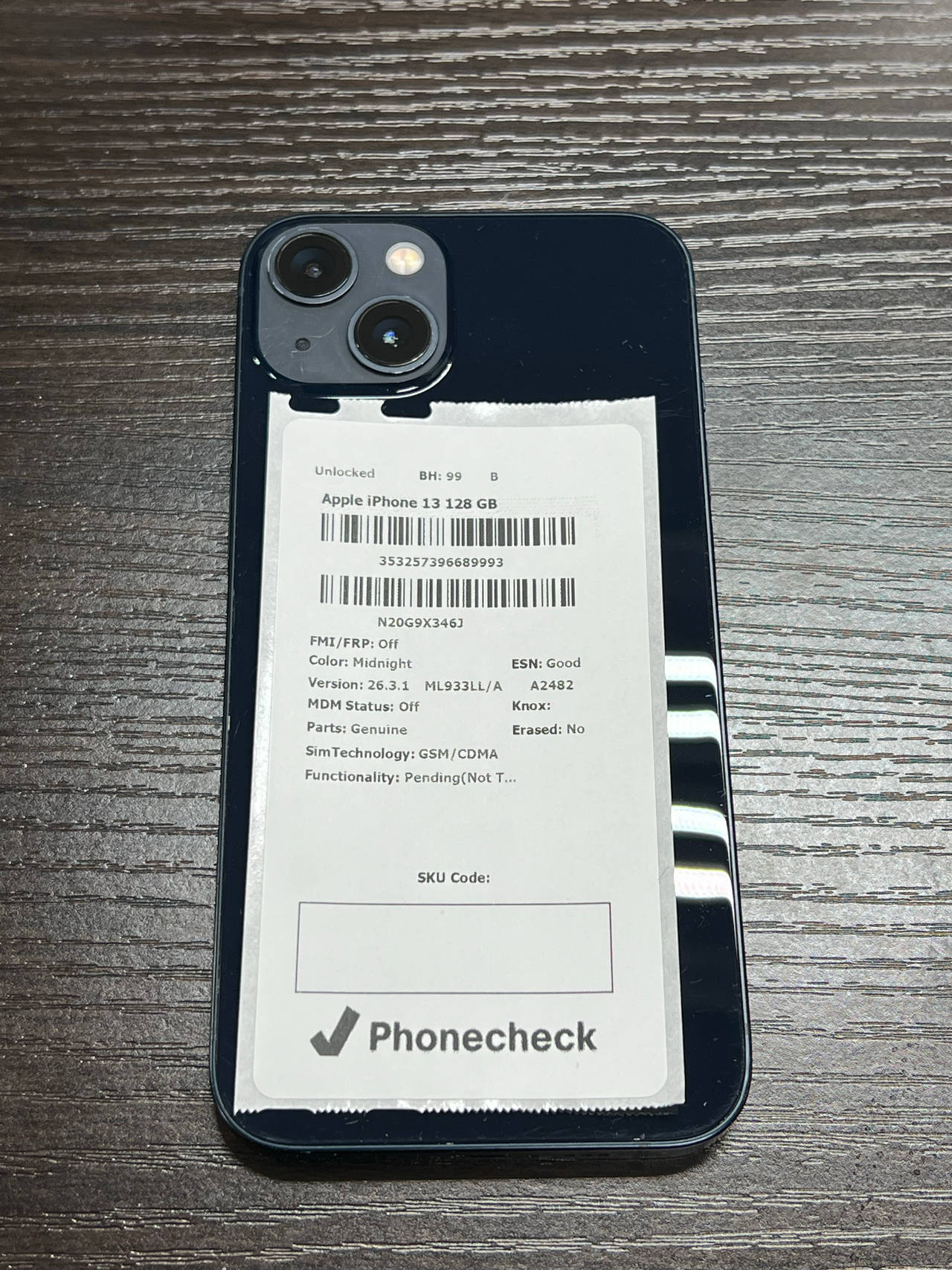 Apple iPhone 13 128GB Midnight unlocked 99% battery health