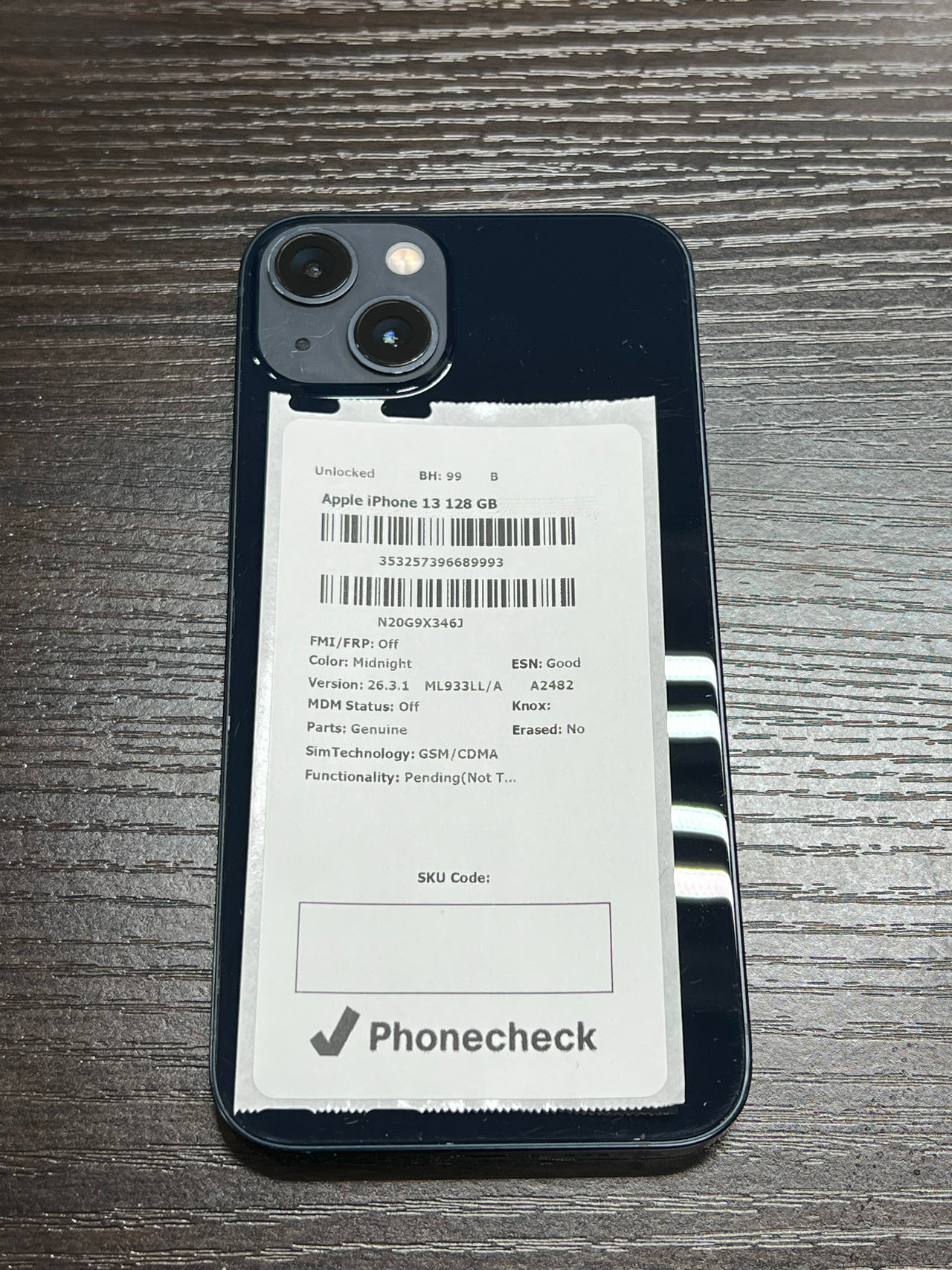 Apple iPhone 13 128GB Midnight unlocked 99% battery health