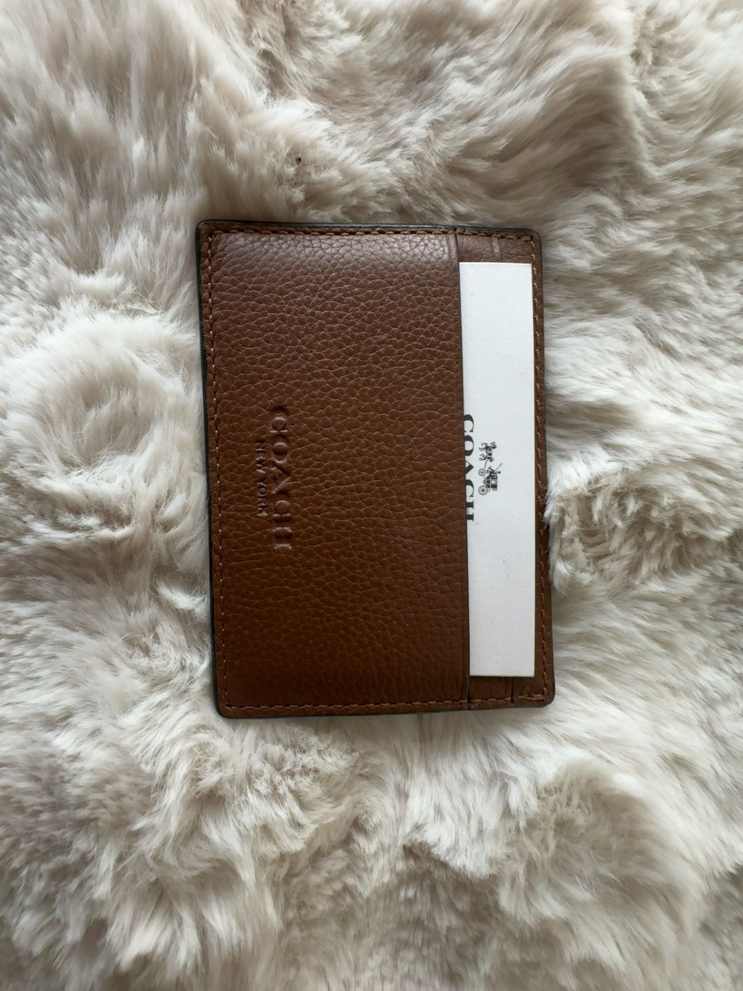 Coach Slim ID Card Case Pebbled Leather Brown