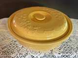 Vintage Homer Laughlin sunny Yellow Embossed Oven Serve Baker & Lid Bowl OS-54 - Image 3