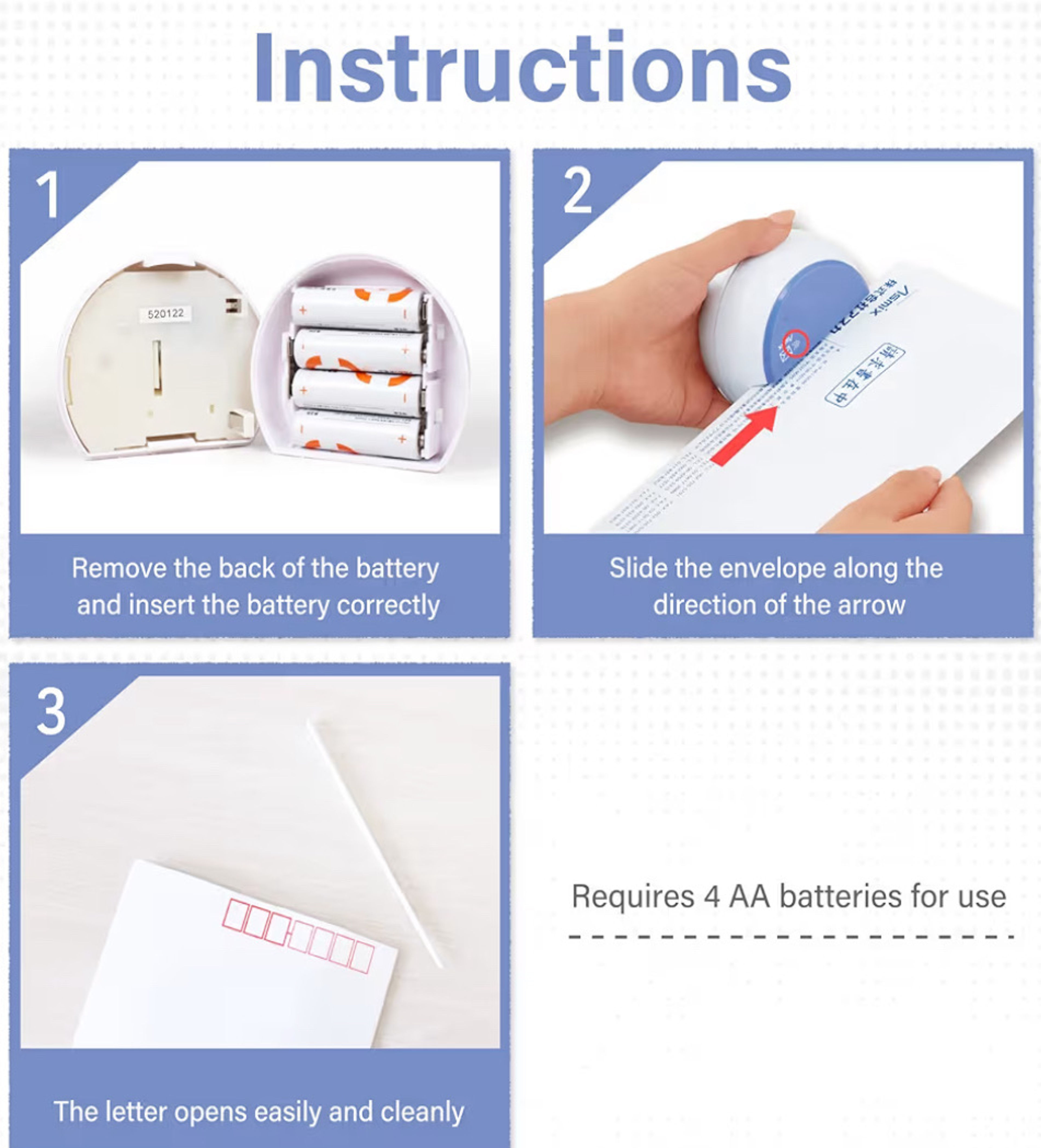 Electric Letter Opener, LO85B Blue Letter openers Envelope, Envelope Opener - Image 7