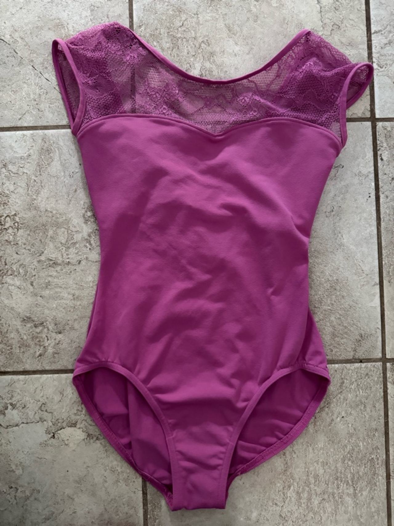 Bloch Women's Lace Cap Sleeve Ballet Leotard - Magenta, Size S