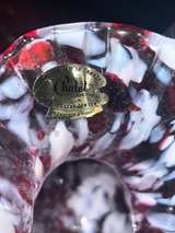 Chalet Art Glass Cranberry Splatter Pitcher Vintage MCM Mid-Century Sticker - Image 6