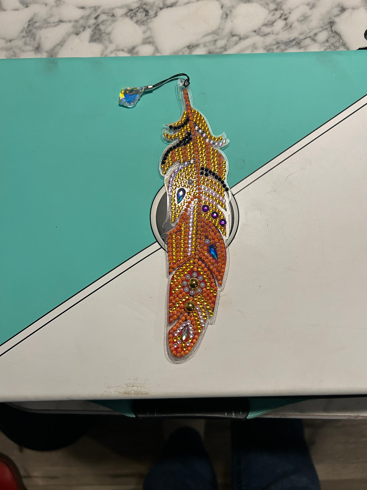 Rhinestone Feather Bookmark