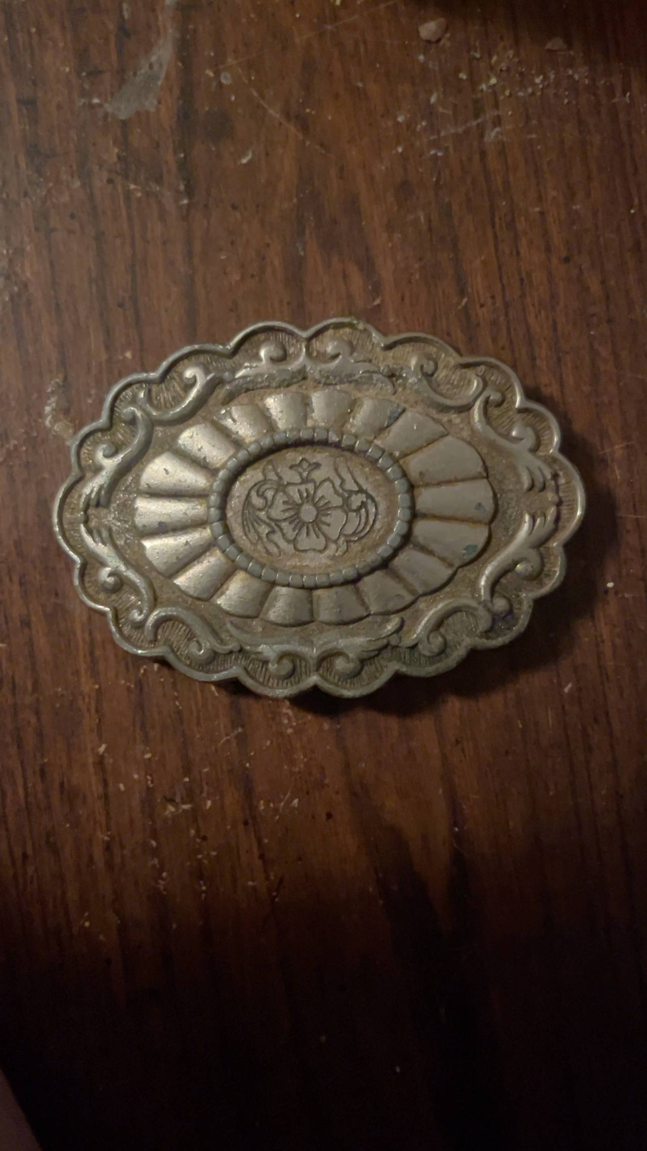 Western Silver-tone Floral Belt Buckle