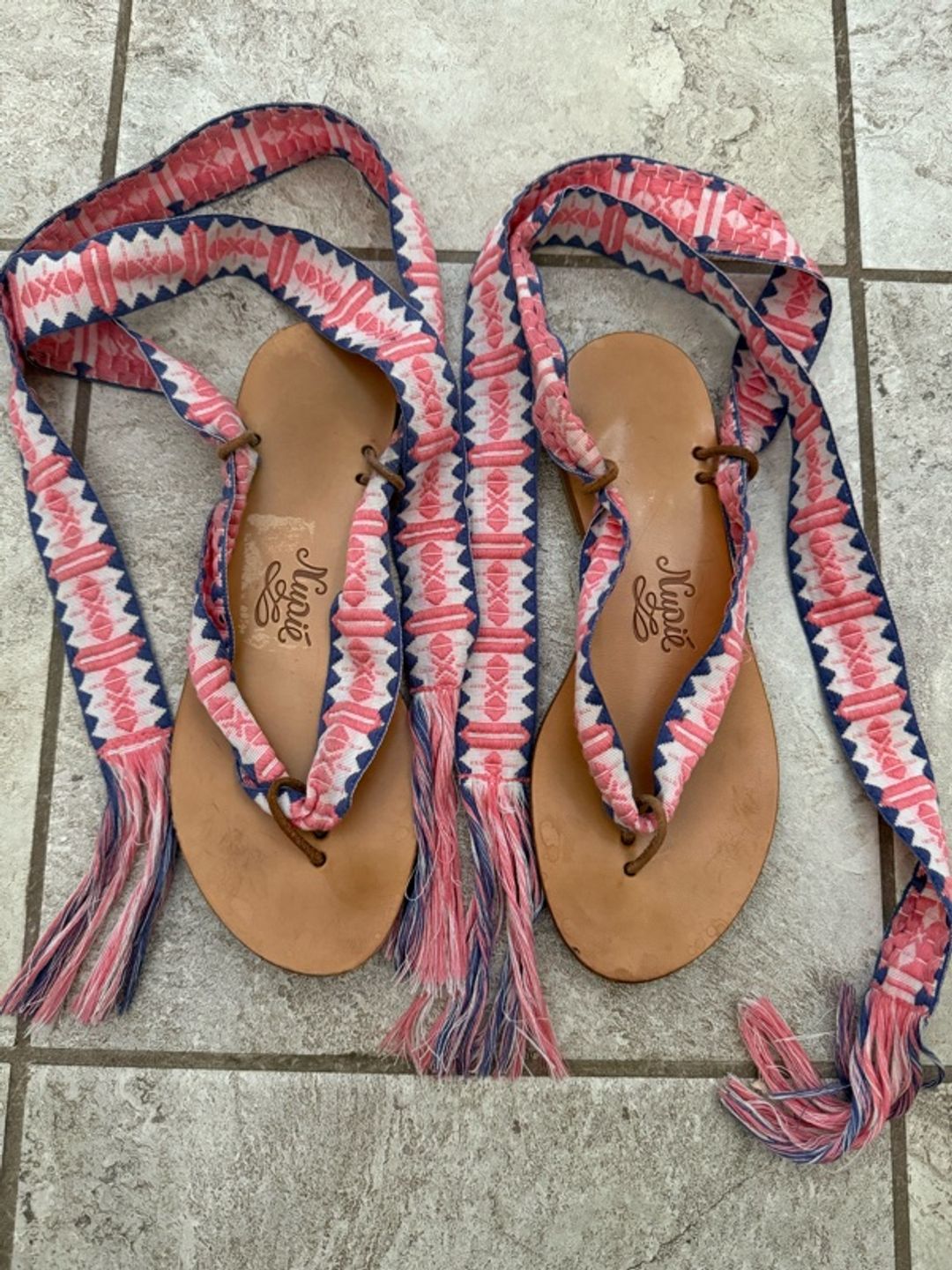 Nupie Italian Leather Sandals with Colorful Straps