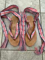 Nupie Italian Leather Sandals with Colorful Straps - Image 1
