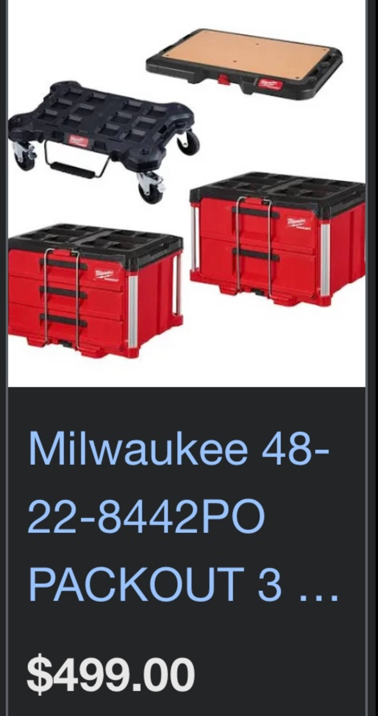 Milwaukee PACKOUT 3-Piece Drawer and Dolly Kit
