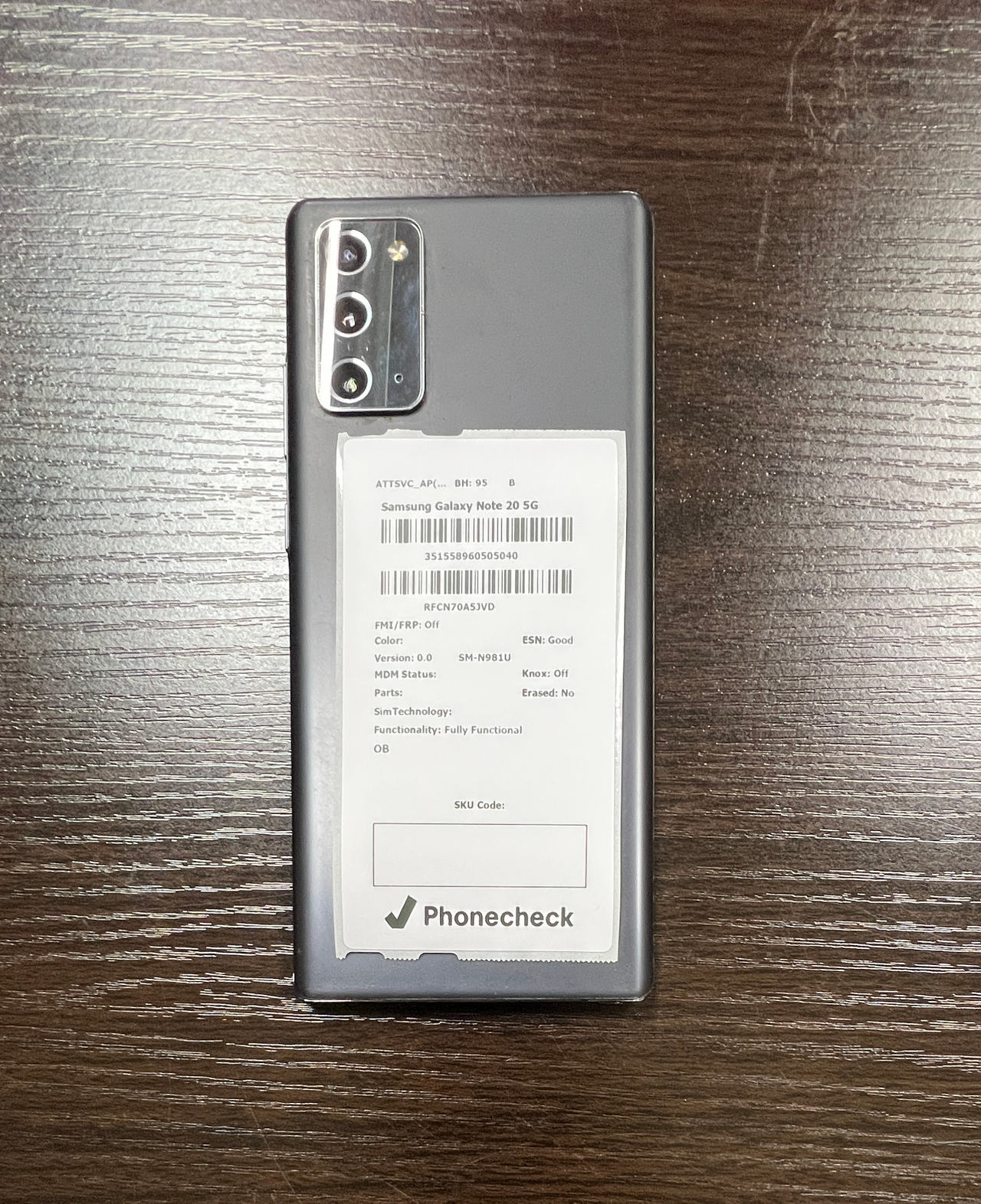 Samsung Galaxy Note 20 5G SM-N981U AT&T Locked